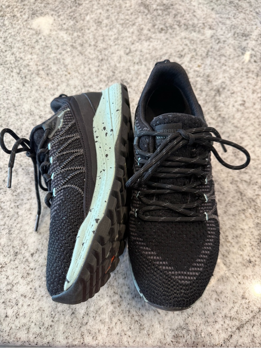Merrell Womens Black Knit waterproof Trail Shoe with Mint Midsole